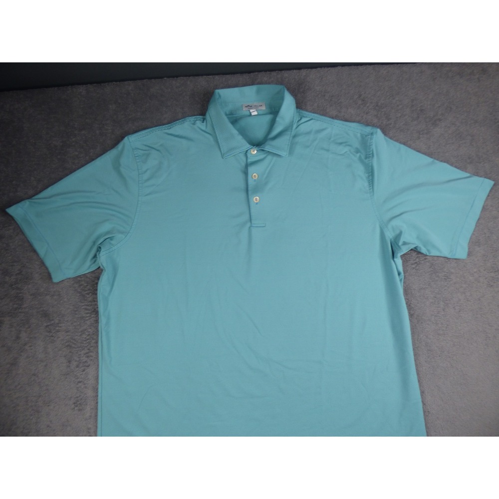 Peter Millar Summer Comfort Polo Shirt Mens XL Turquoise Blue Striped Golf Top